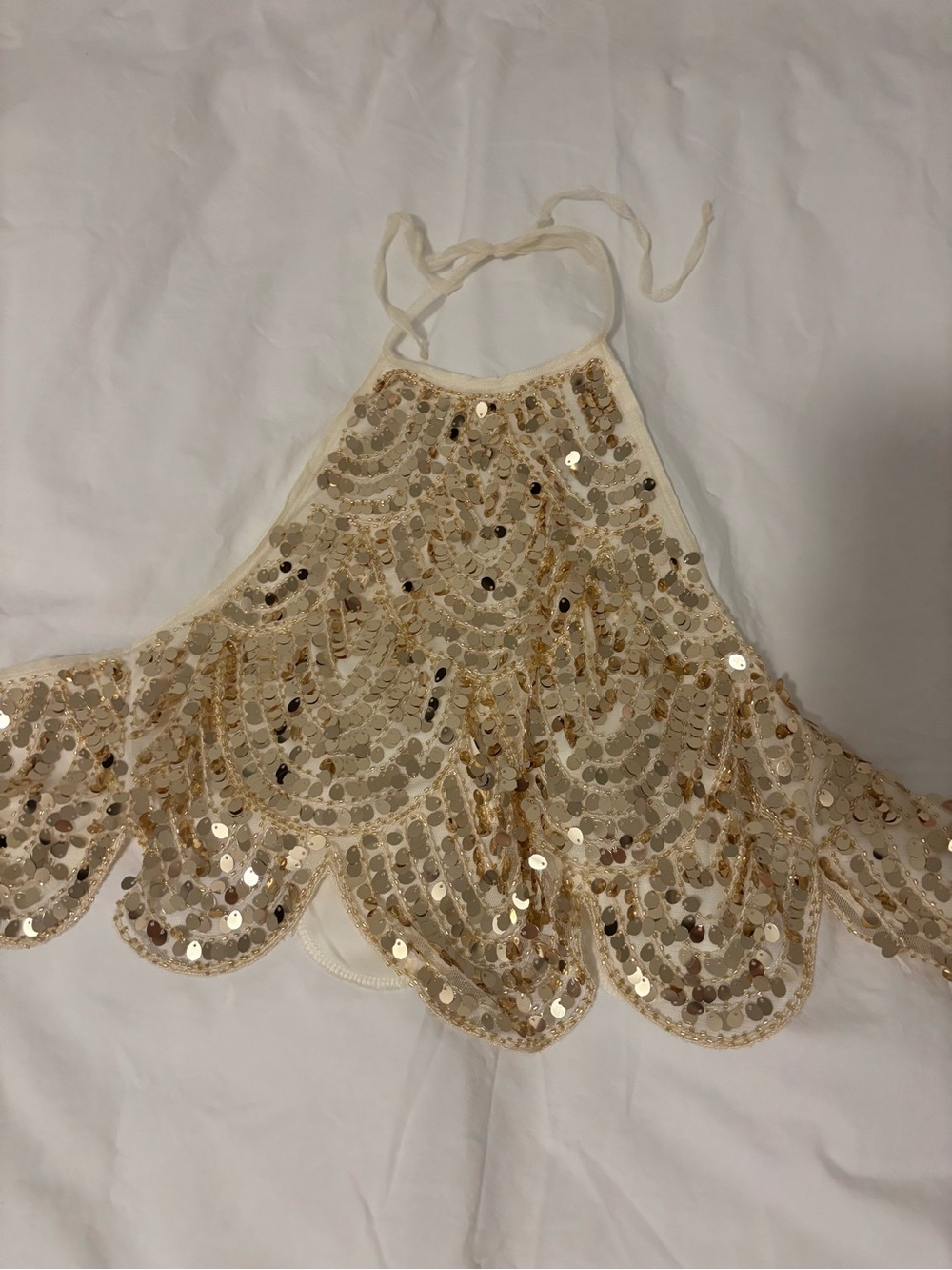 12th Tribe Ivory Sequin Halter Top